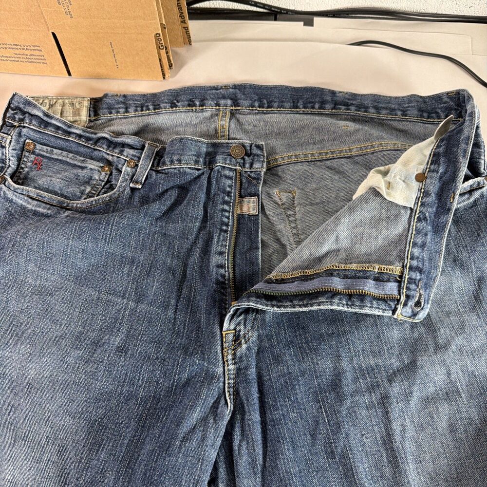 Polo Ralph Lauren Men's Blue Denim Straight Fit Mid Rise Light Wash Jeans 42x30